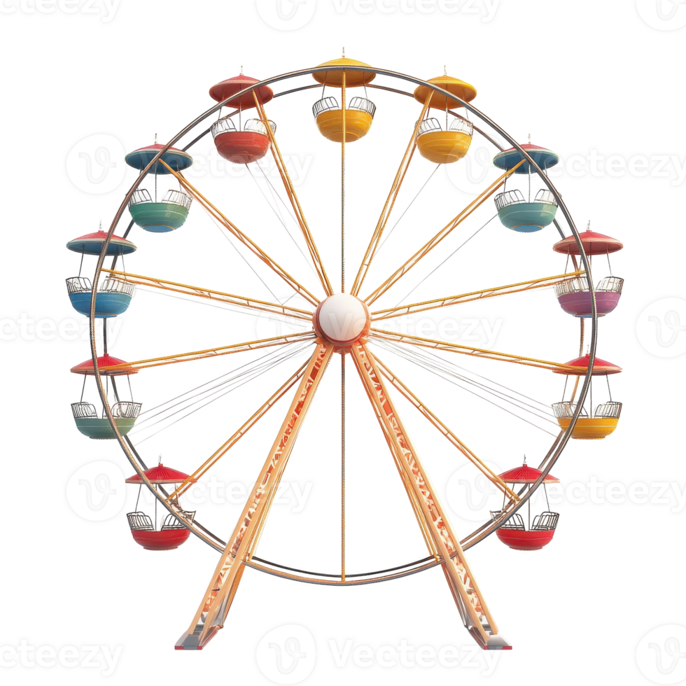 Ferris Wheel Isolated on a White Background for Amusement Park Themes on transparent background png
