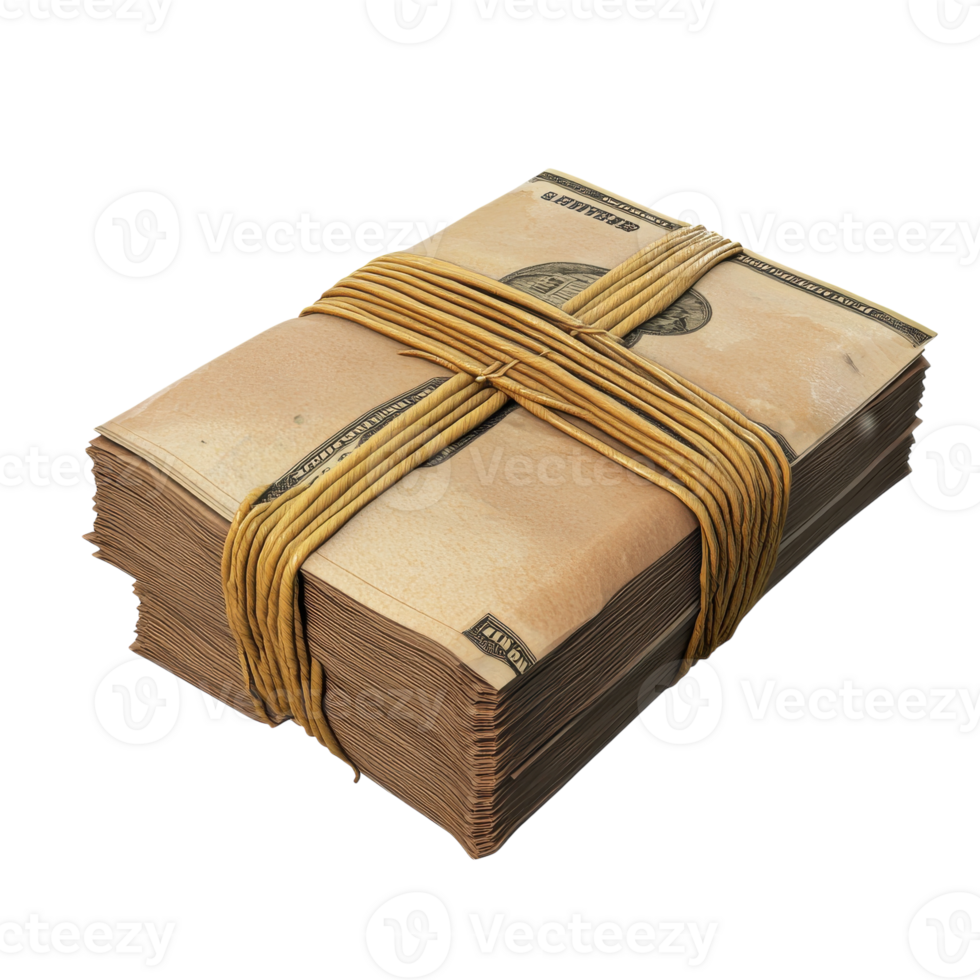 Floating Bundle of Cash for Financial Concepts on transparent background png