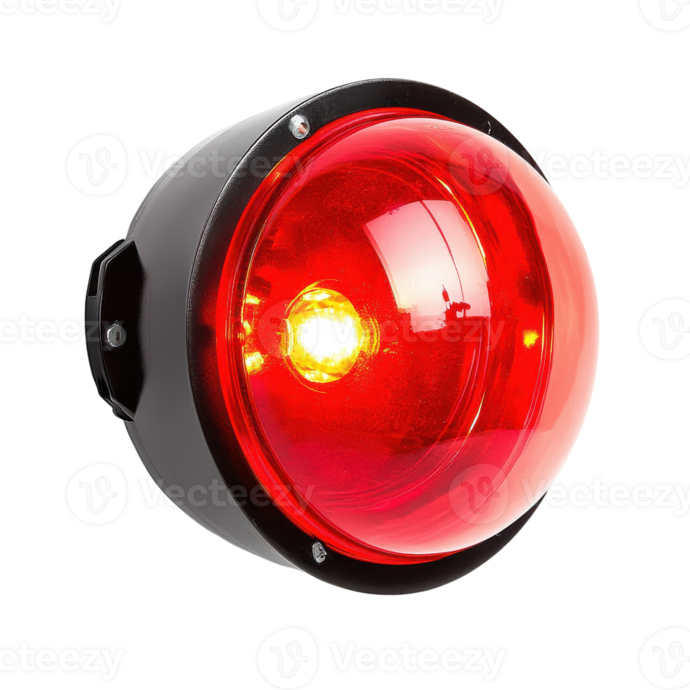 Flashing Red Alarm Light for Emergency Situations on transparent background png