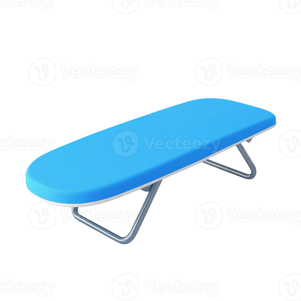 Foldable Ironing Board with Blue Cover for Easy Storage and Use on transparent background png