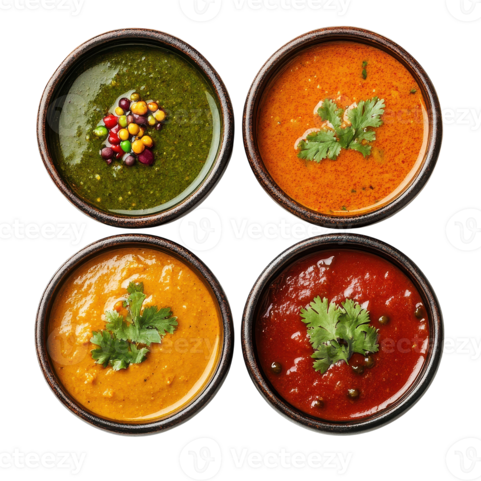 Fresh Indian Curry Dish Set for Culinary Promotions on transparent background png