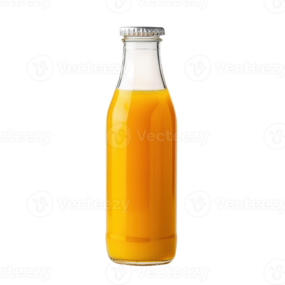 Freshly Squeezed Fruit Juice in a Glass Bottle Perfect for Breakfast on transparent background png