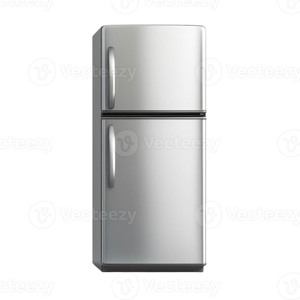 Modern Silver Refrigerator for Kitchen Use on transparent background png