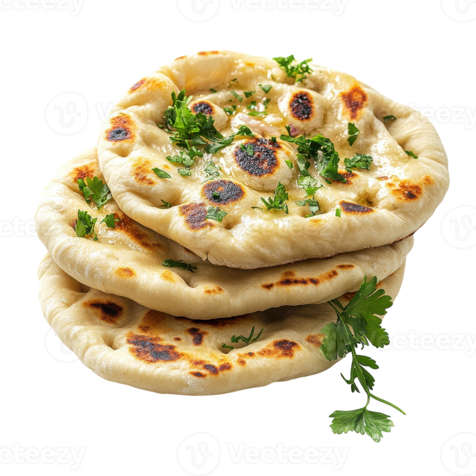 Delicious Garlic Naan for Authentic Indian Cuisine on transparent background png