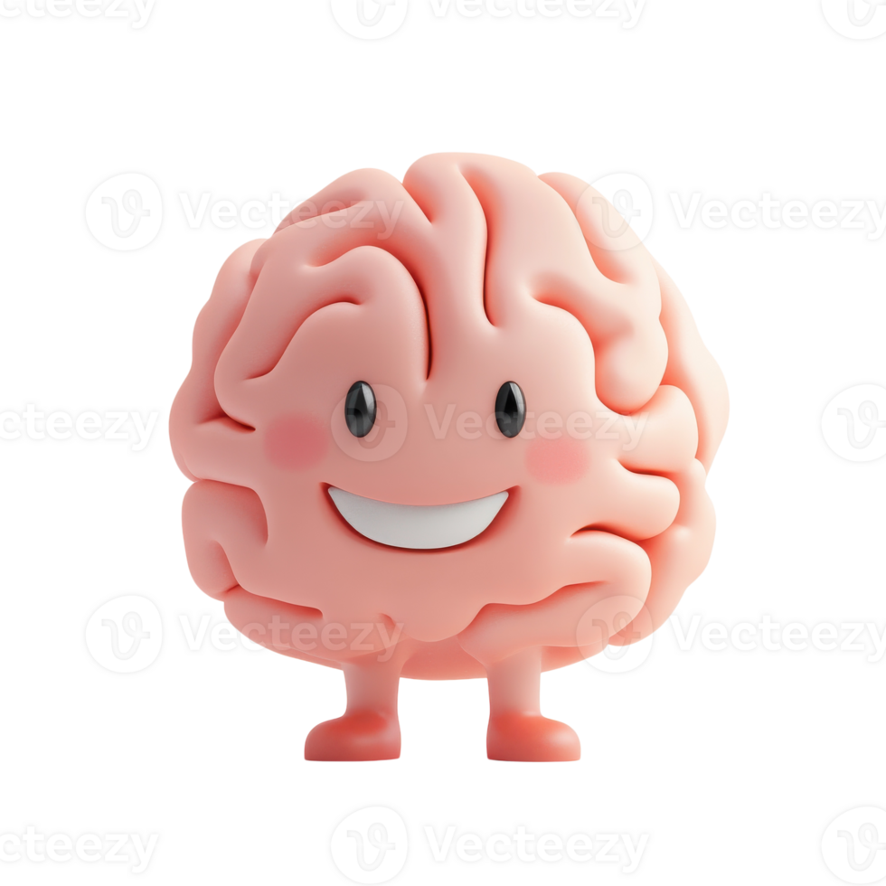 A cartoon brain with a smile on its face png
