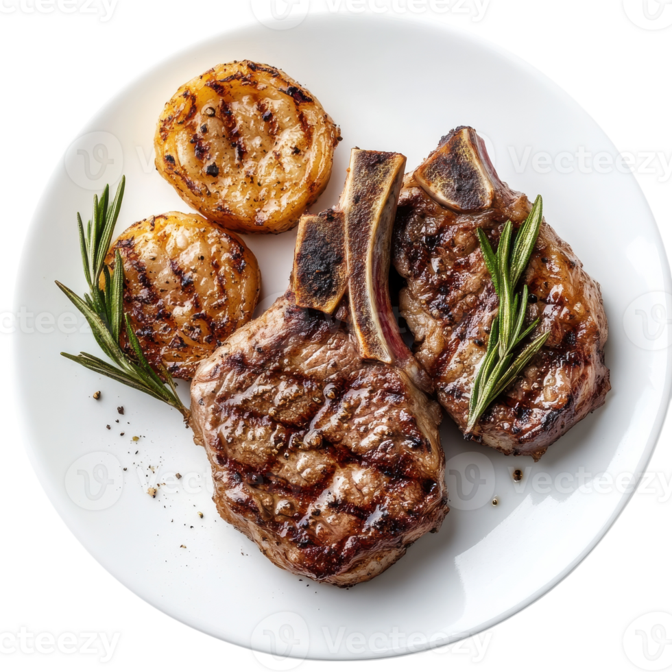 Delicious Lamb Chops Served on a Plate on transparent background png