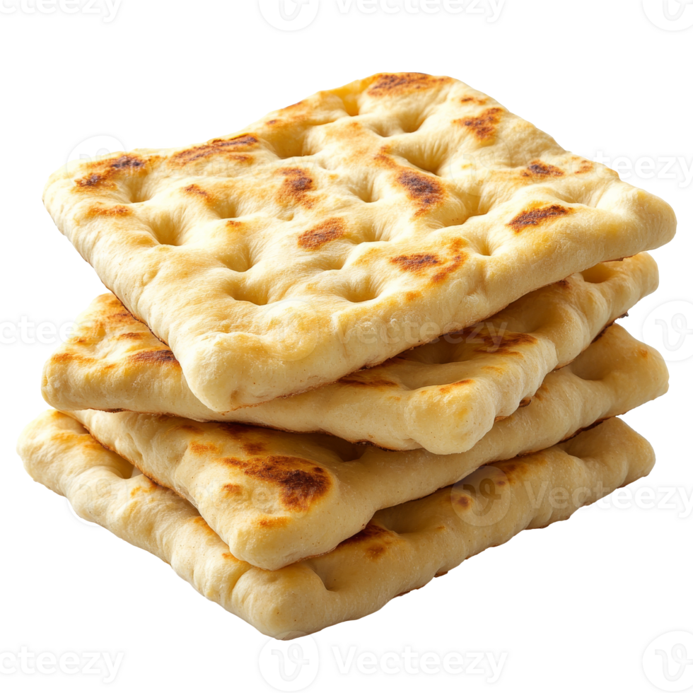Stacked flatbreads on a white surface isolated transparent png