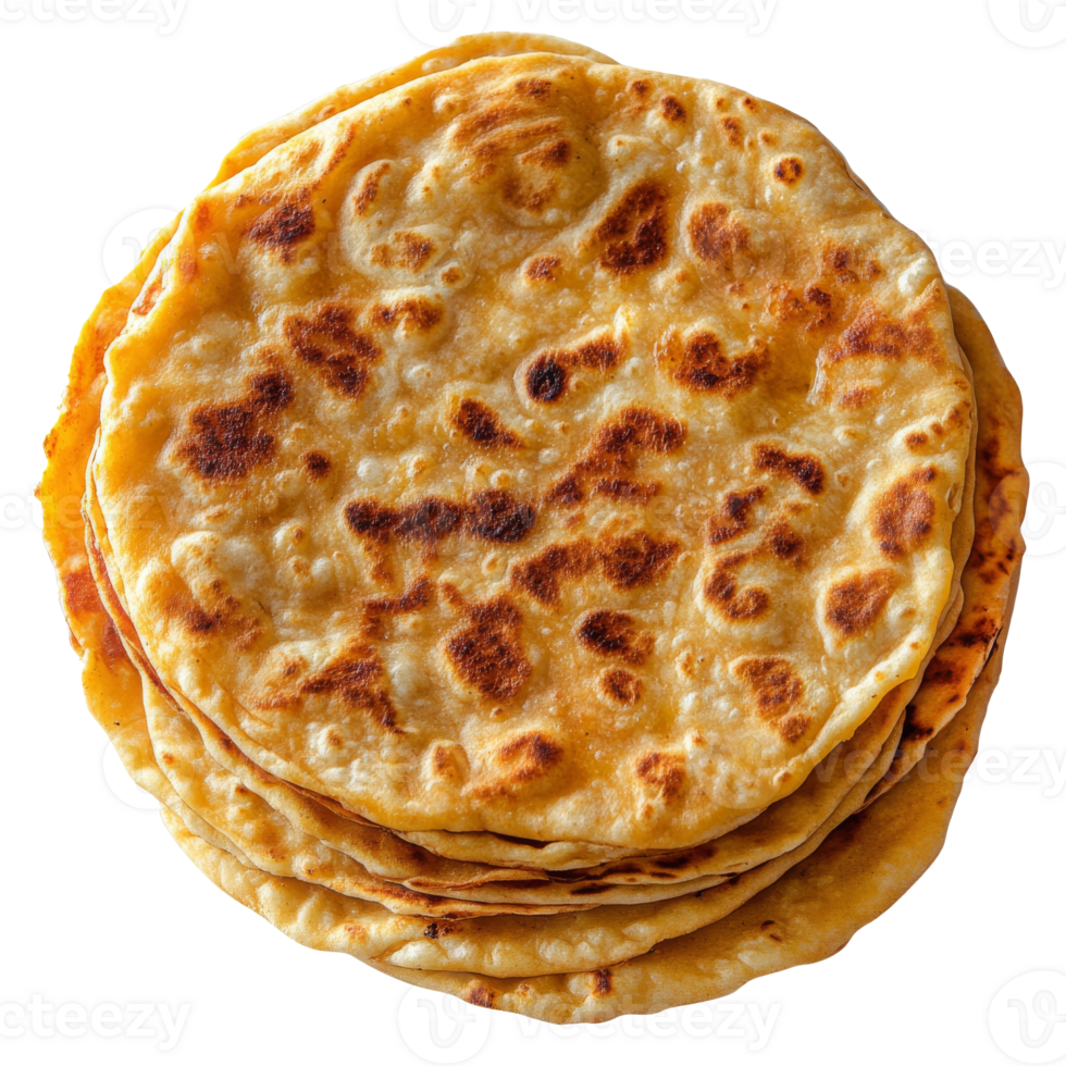 Fresh flatbreads on a white backdrop isolated transparent png
