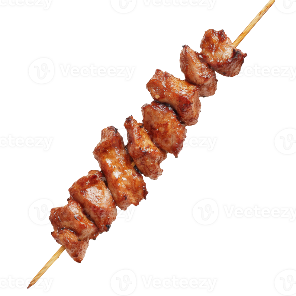 Grilled meat skewers ready for serving at a feast isolated transparent png