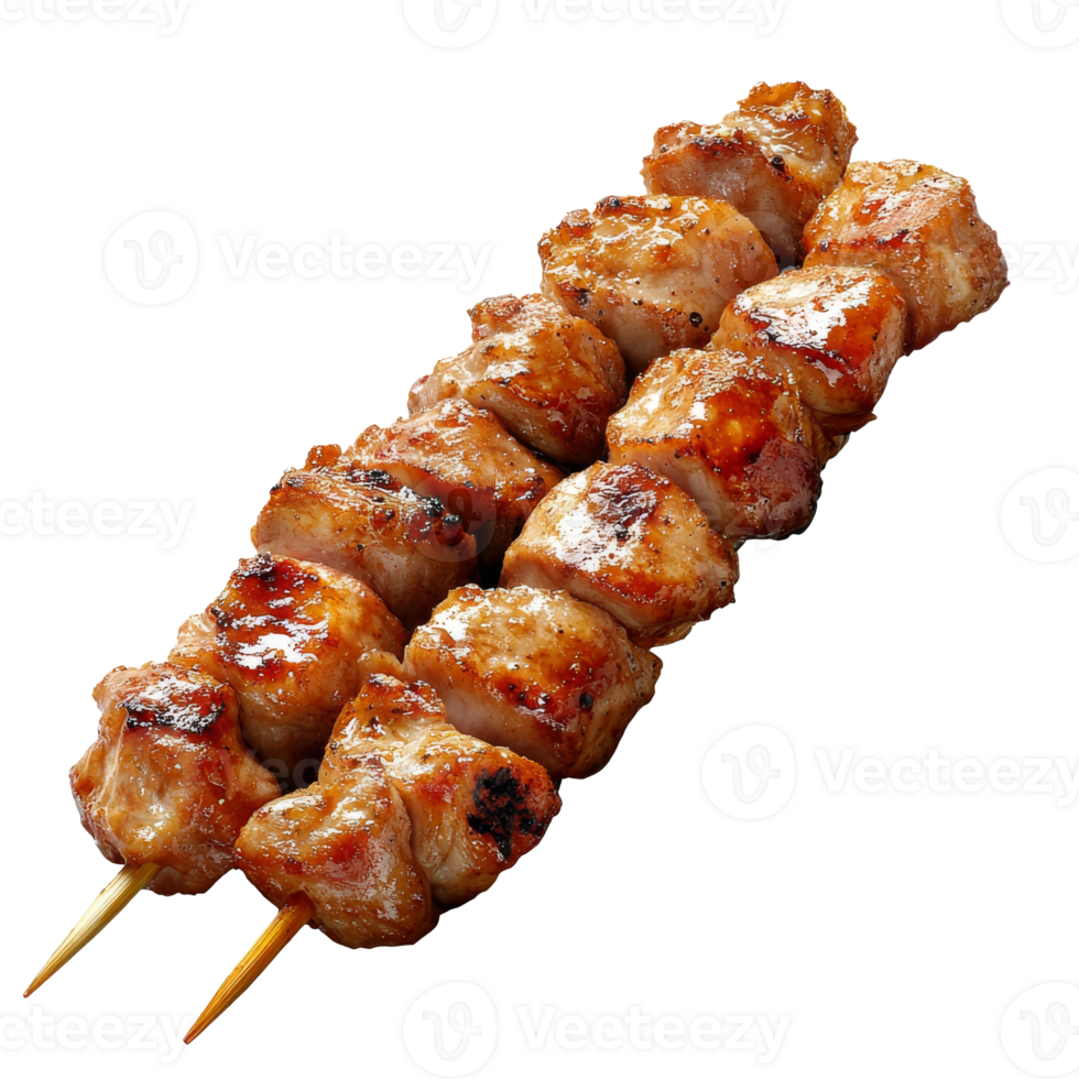 Marinated meat skewers on sticks isolated transparent png