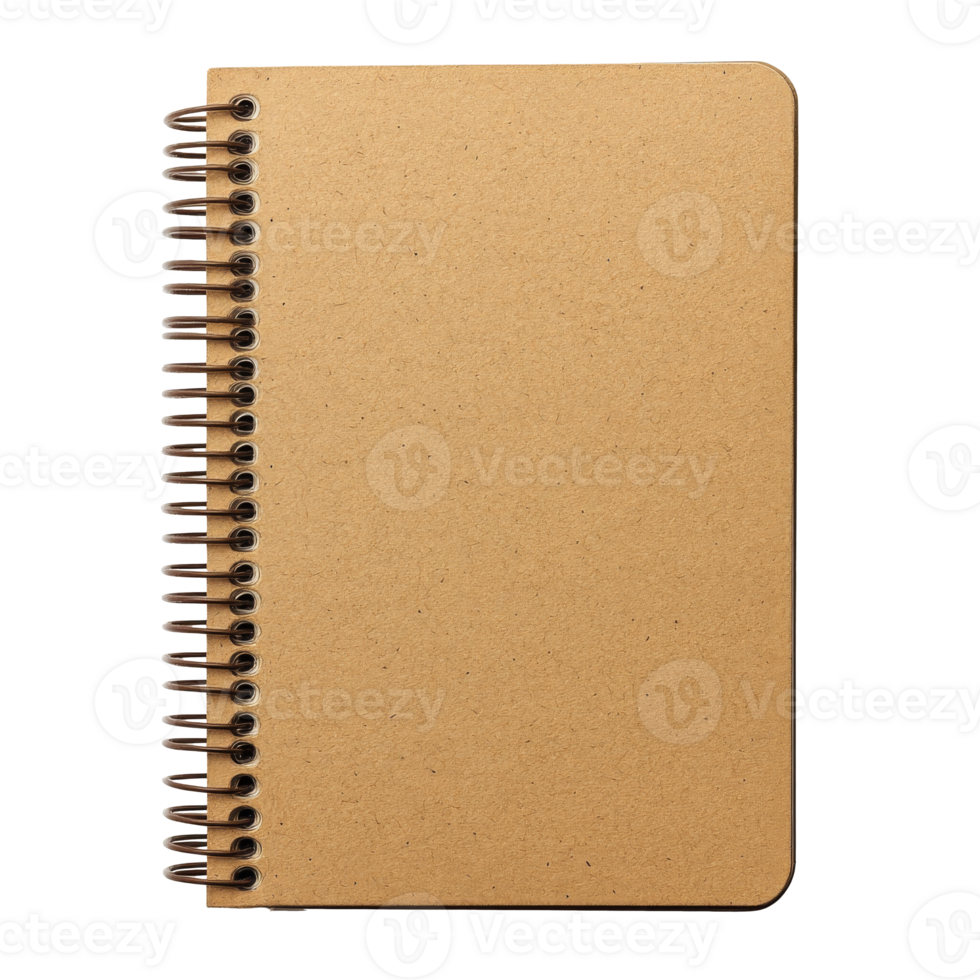 Plain cover spiral notebook on table isolated transparent png