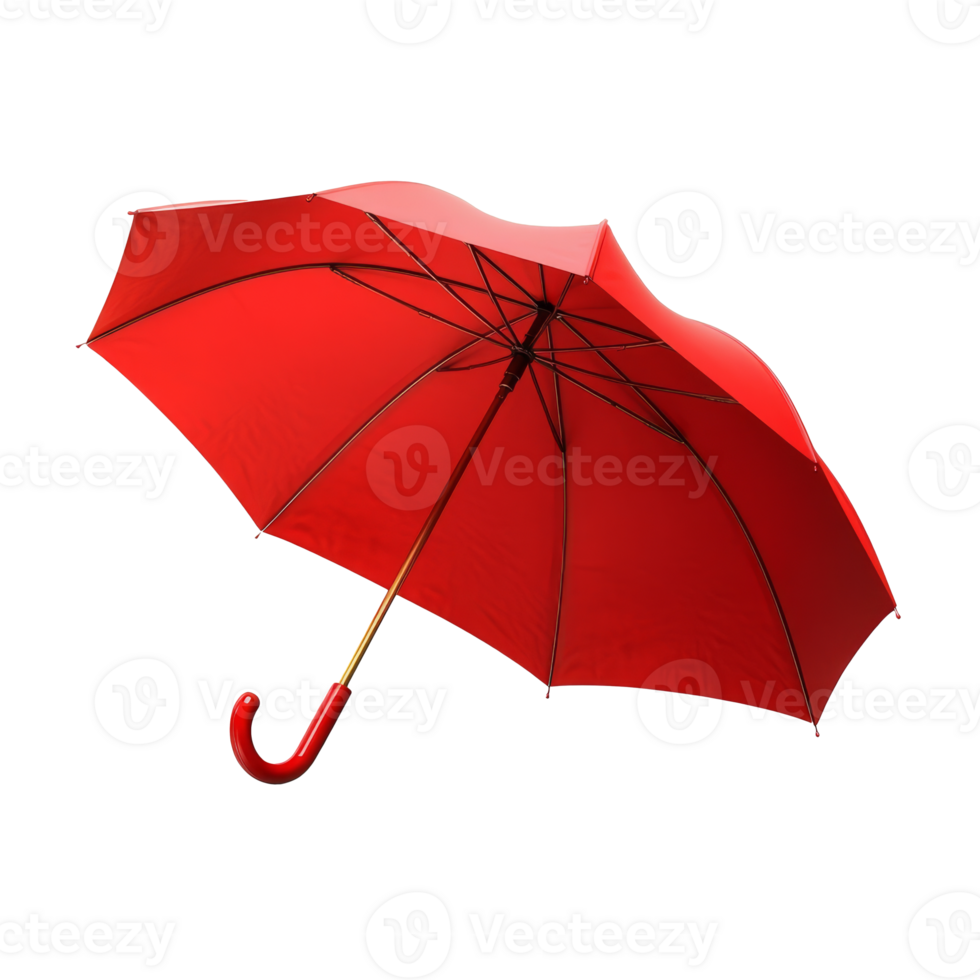 Bright red umbrella against a white background isolated transparent png