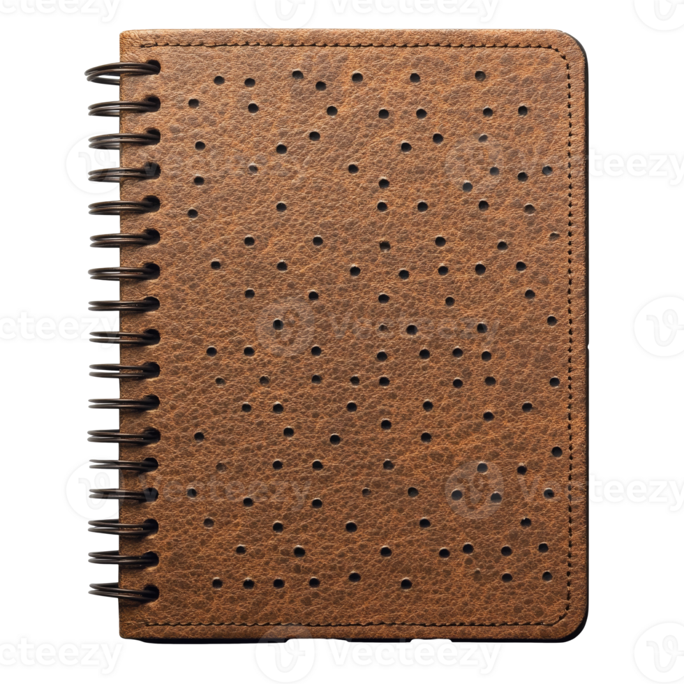 Chic perforated brown notebook isolated transparent png