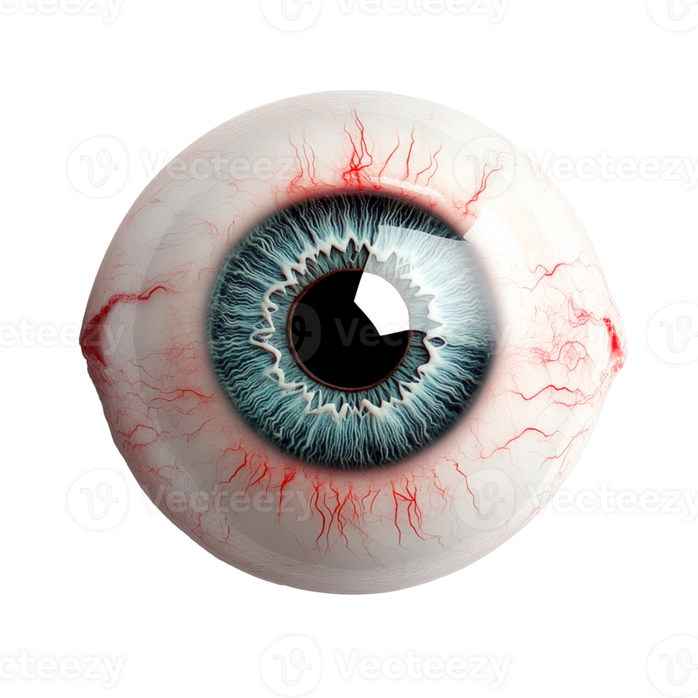 Close up view of a human eye with vivid details isolated transparent png