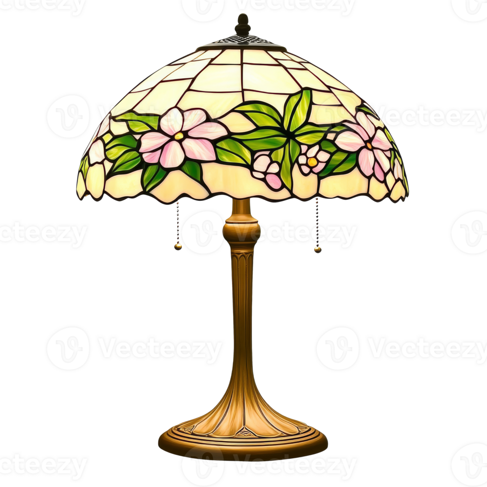 Tiffany style floral lamp on display isolated transparent png