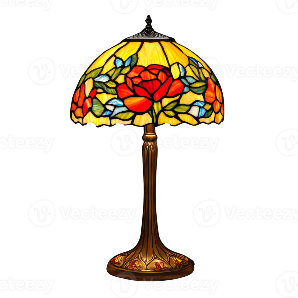 Floral stained glass lamp for decor isolated transparent png