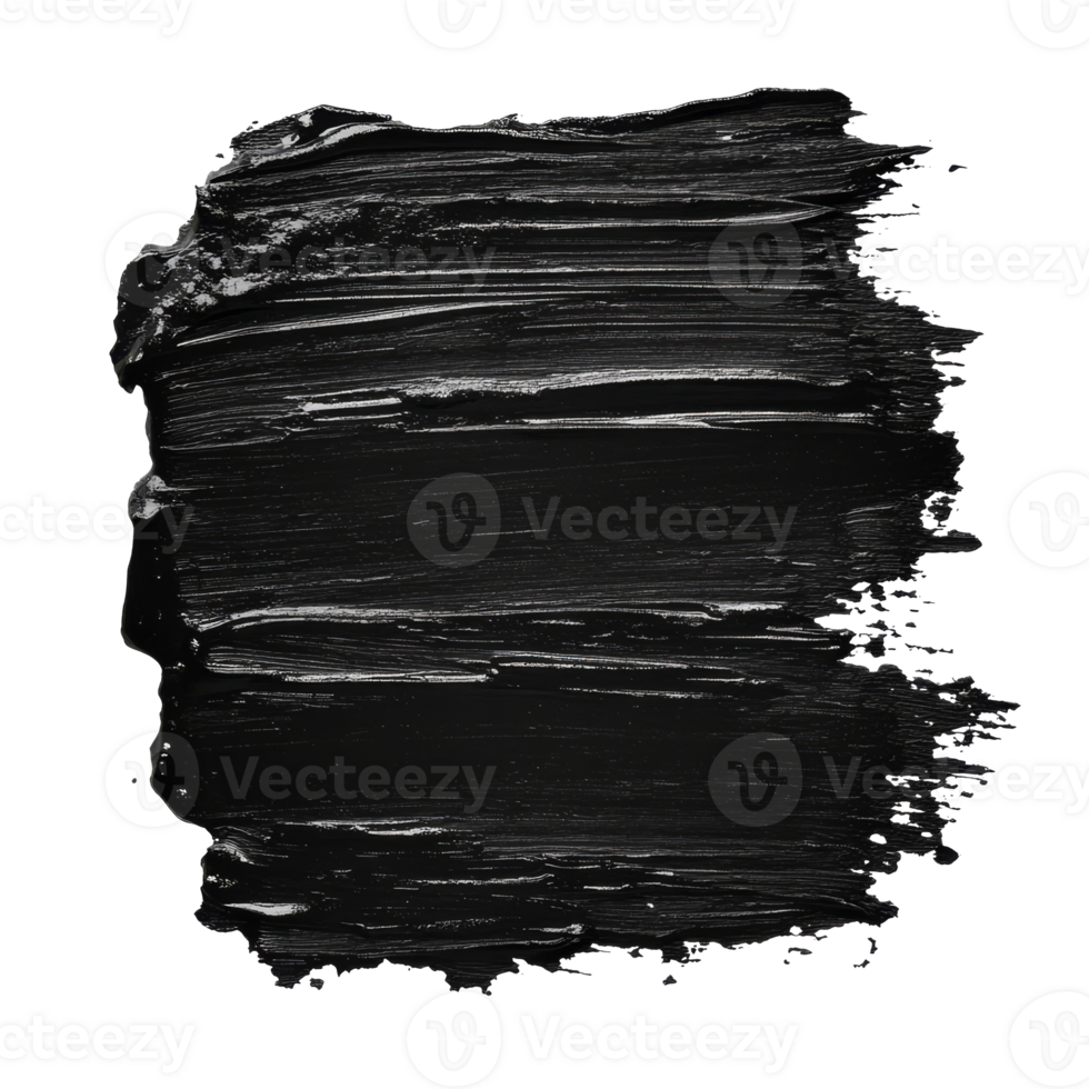 Black paint stroke on white canvas background isolated transparent png