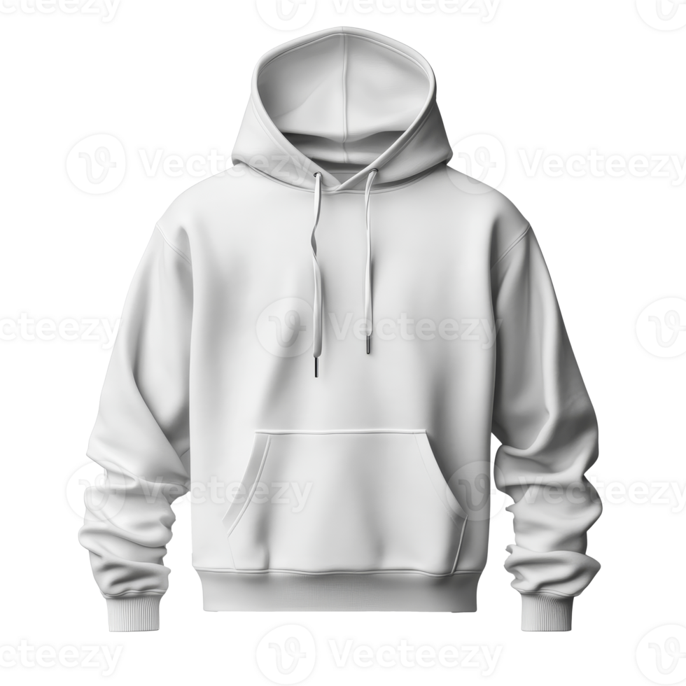 White hoodie displayed on a neutral background isolated transparent png