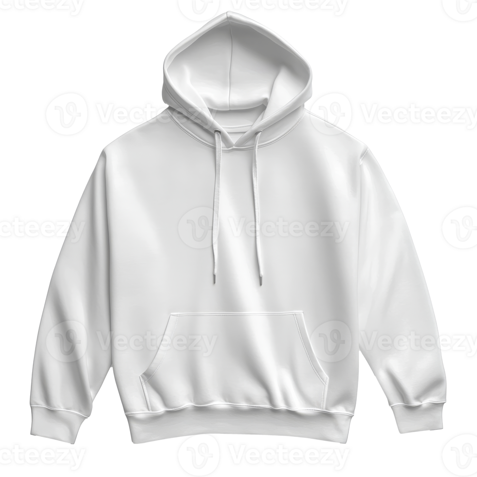 White hoodie displayed on a plain background isolated transparent png