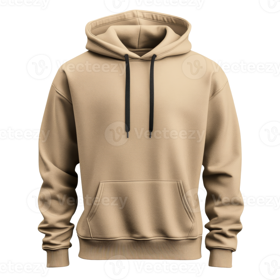 Beige hoodie on neutral background isolated transparent png