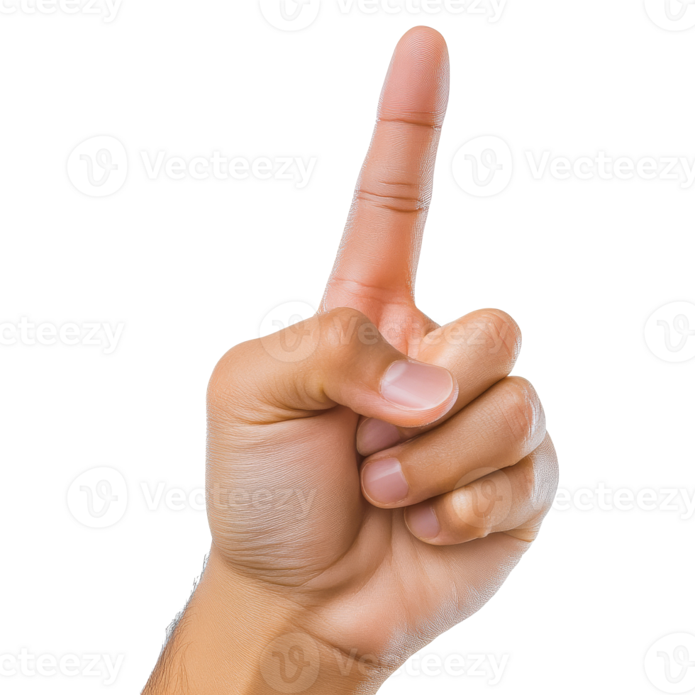 Hand with index finger pointing up isolated transparent png