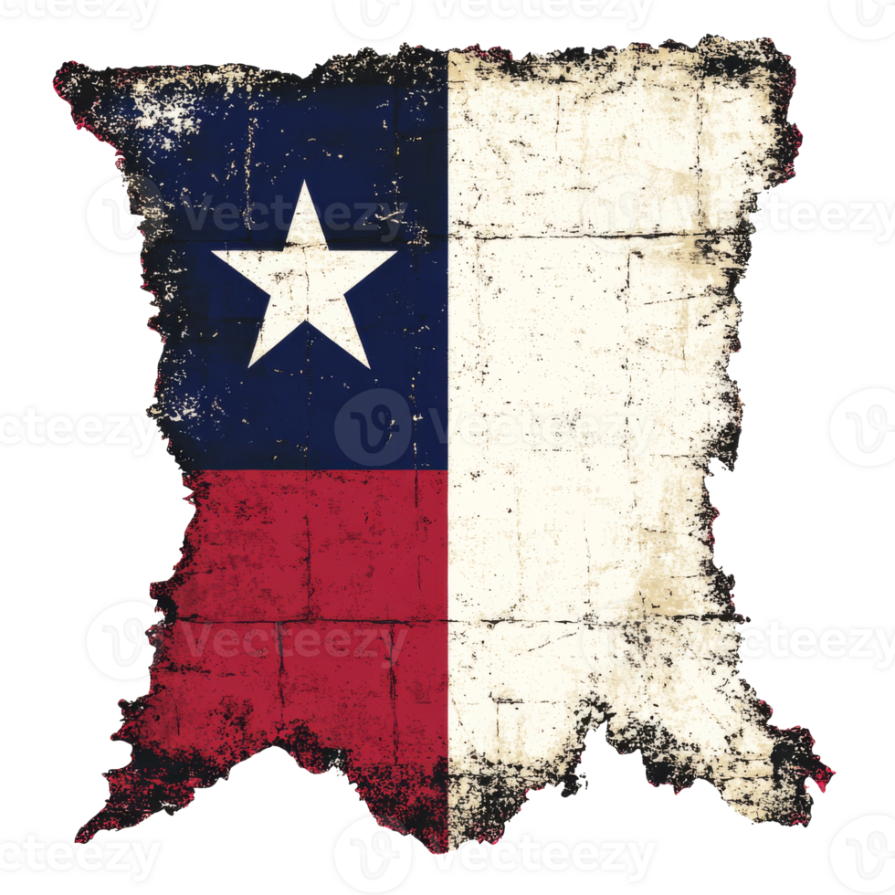 Vintage Texas flag design with distressed texture isolated transparent png