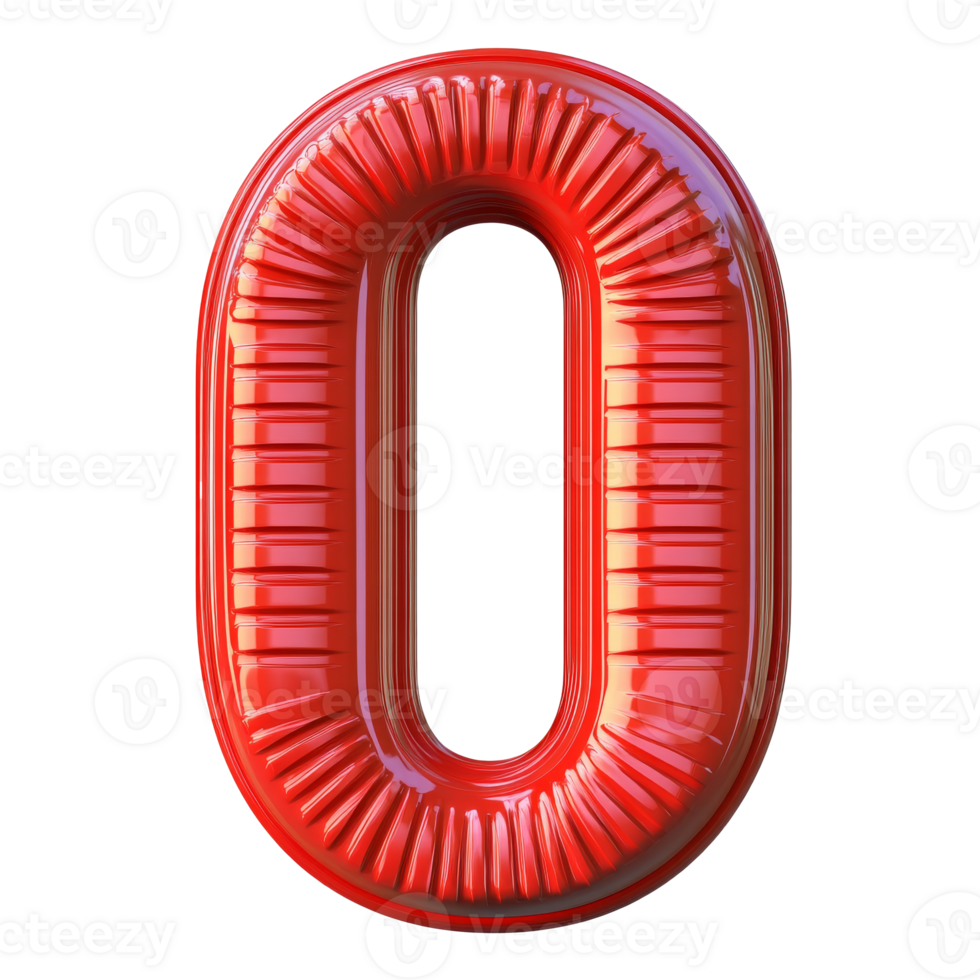 helder rood nul vormig voorwerp met een uniek ontwerp geïsoleerd transparant png