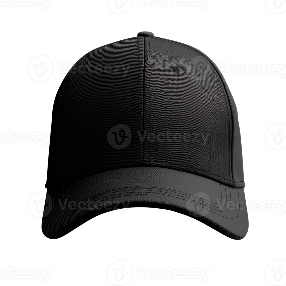 A simple black baseball cap on a white background isolated transparent png
