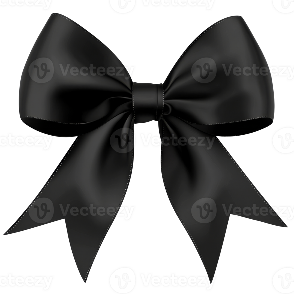 Elegant black satin bow on a white background isolated transparent png