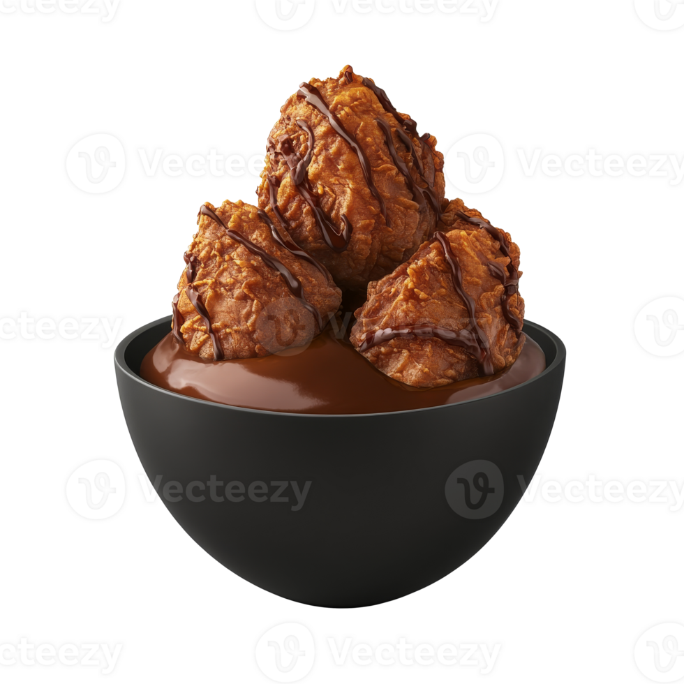 Delicious fried chocolate balls served in a bowl isolated transparent png