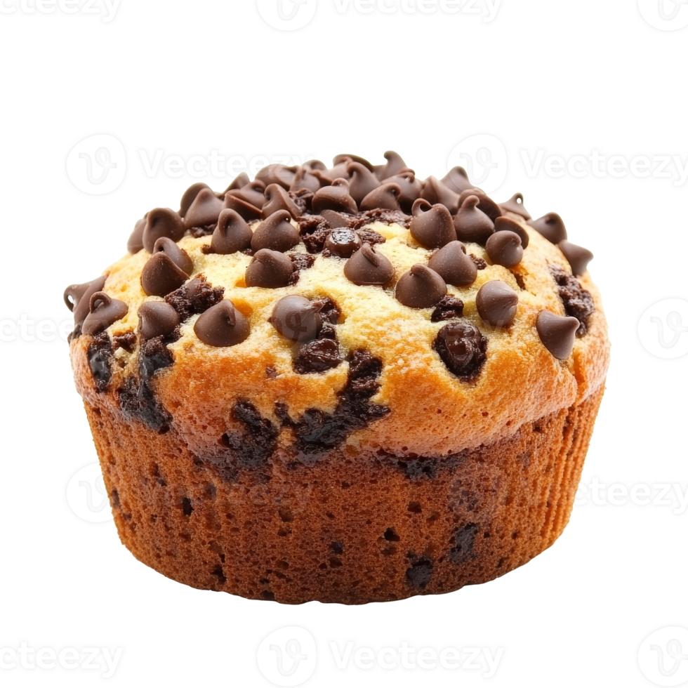 Chocolate chip muffin on textured white isolated transparent png