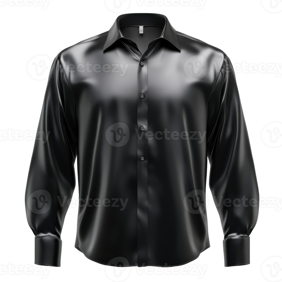 Elegant black long sleeve shirt for formal events isolated transparent png
