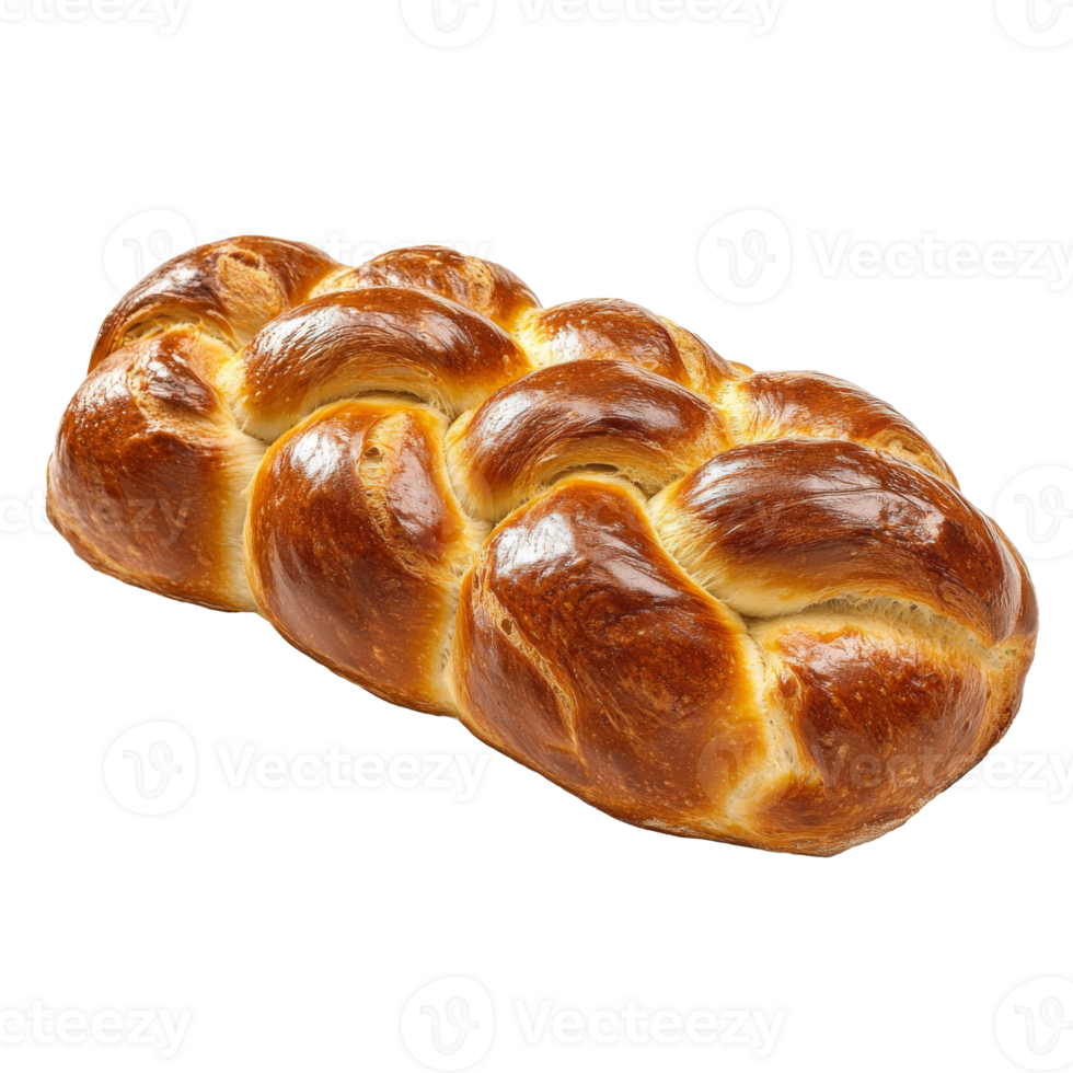 Freshly baked challah bread with a golden crust isolated transparent png