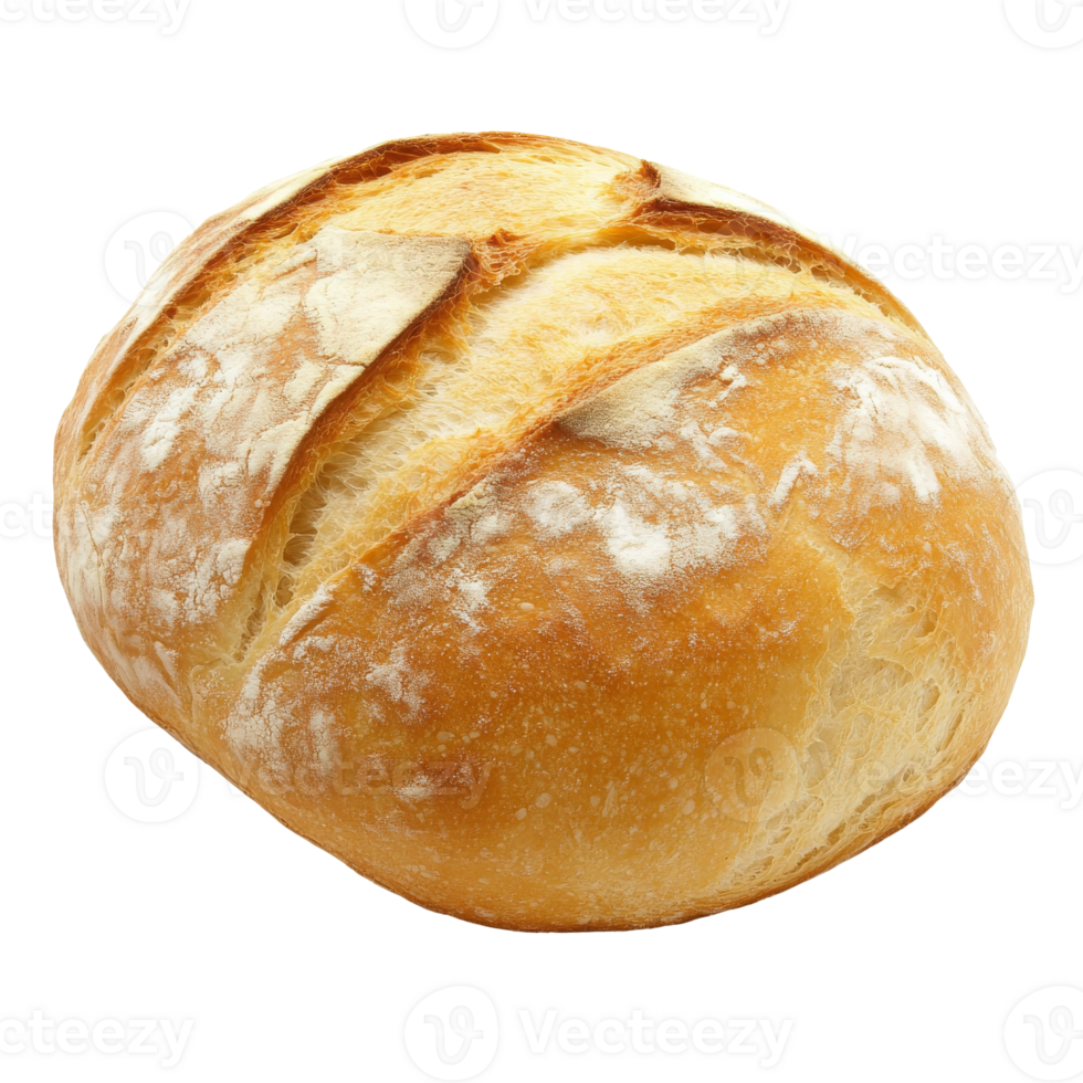 Freshly baked artisan bread resting on a surface isolated transparent png