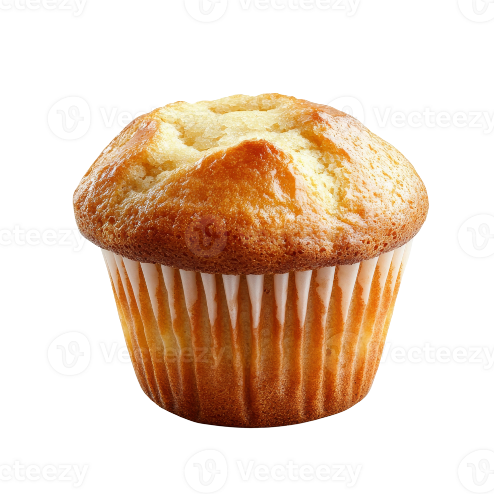 Freshly baked muffin with golden top on display isolated transparent png