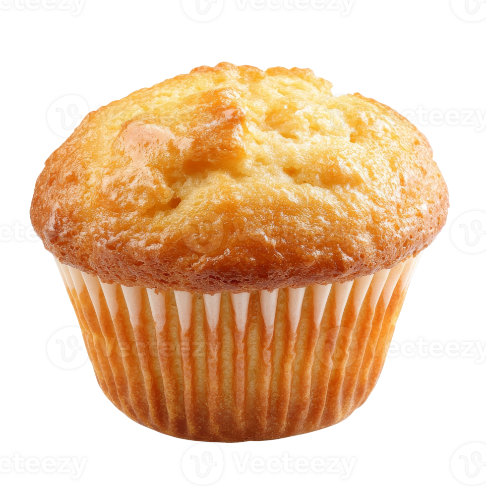 Freshly baked golden muffin on a white background isolated transparent png