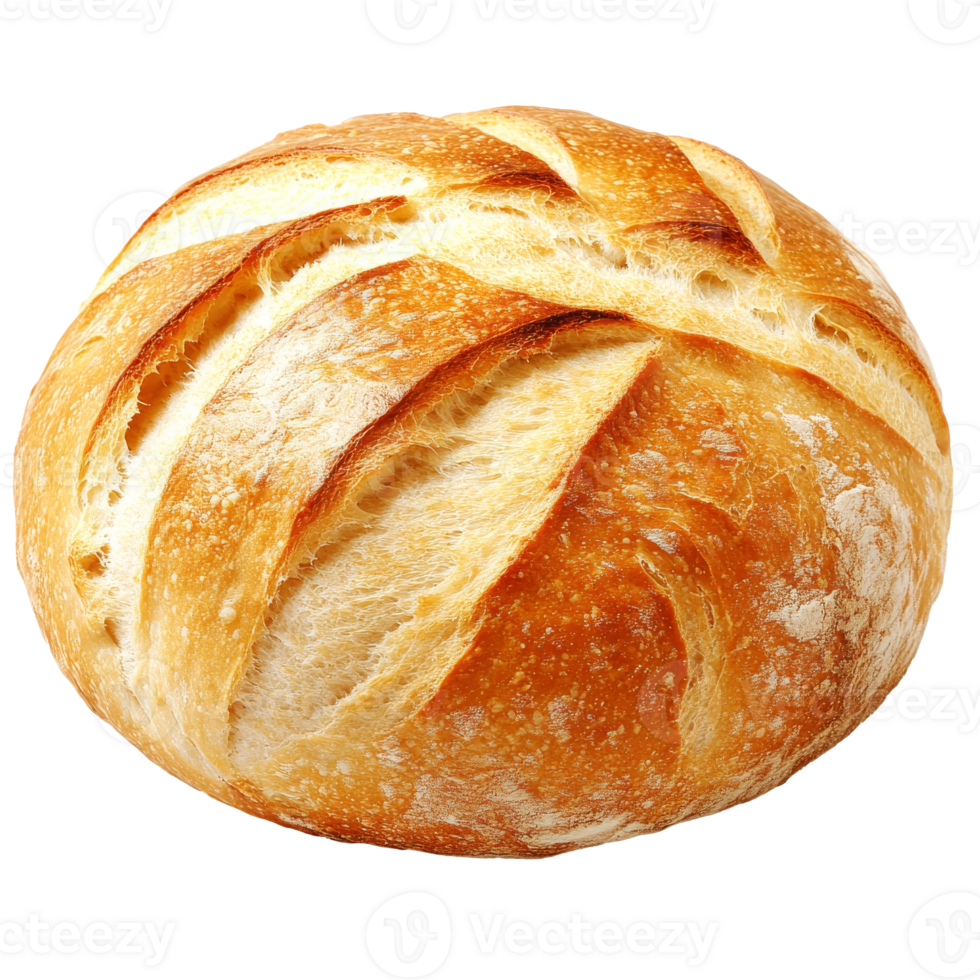 Artisan bread on a wooden board isolated transparent png