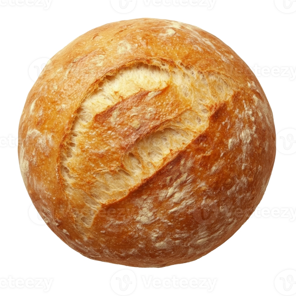 Artisan bread loaf on a clean surface isolated transparent png