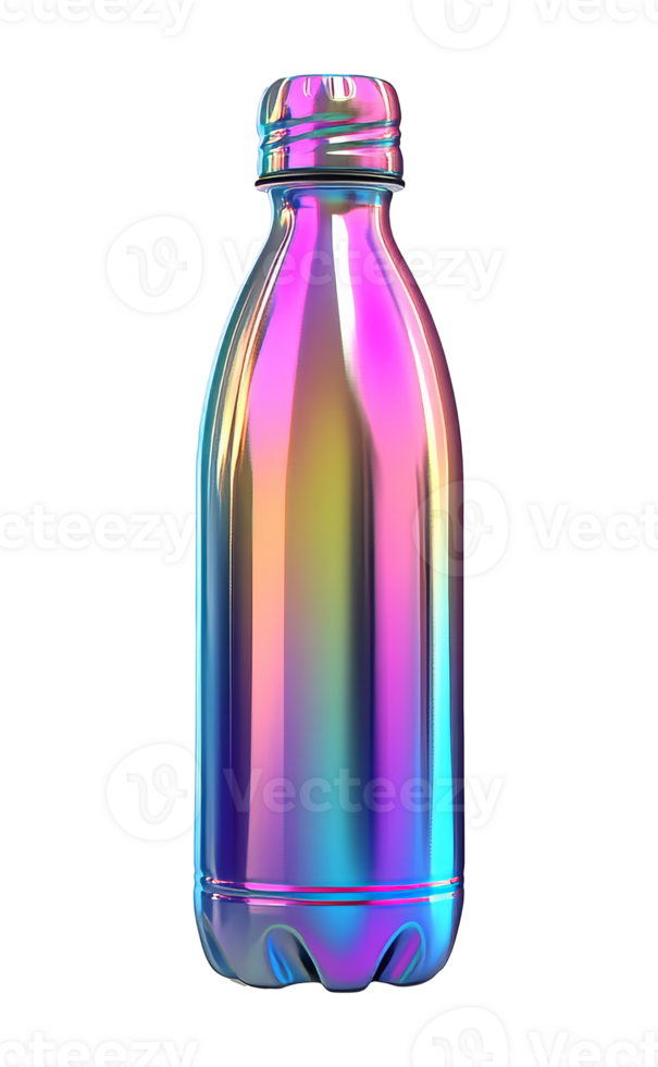Metallic water bottle on white background isolated transparent png