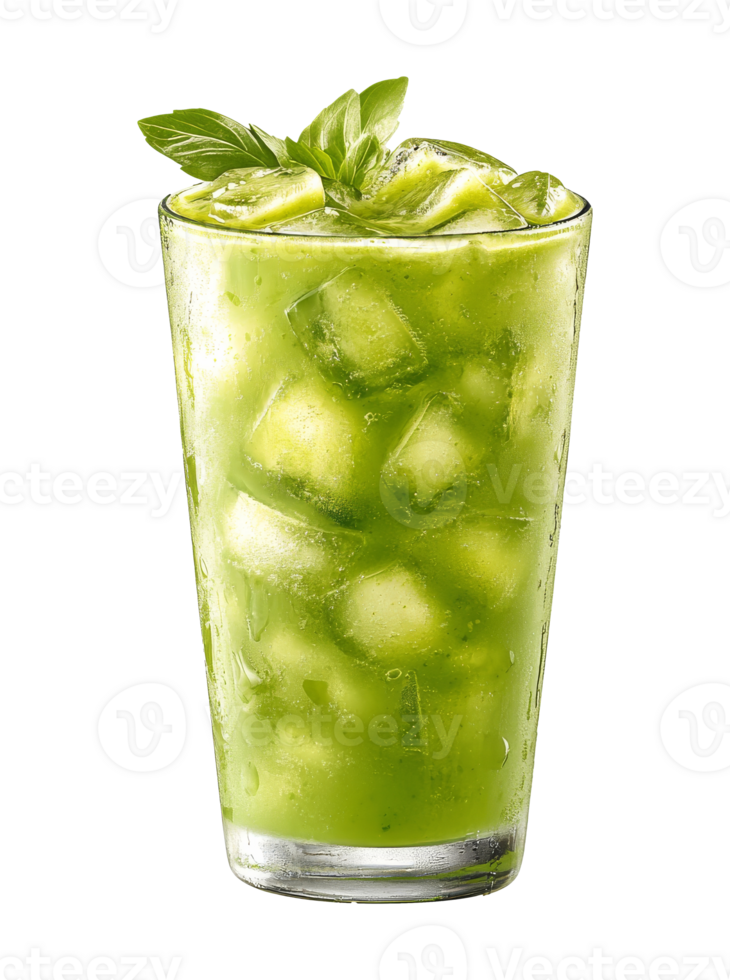Refreshing green herbal drink served in summer isolated transparent png
