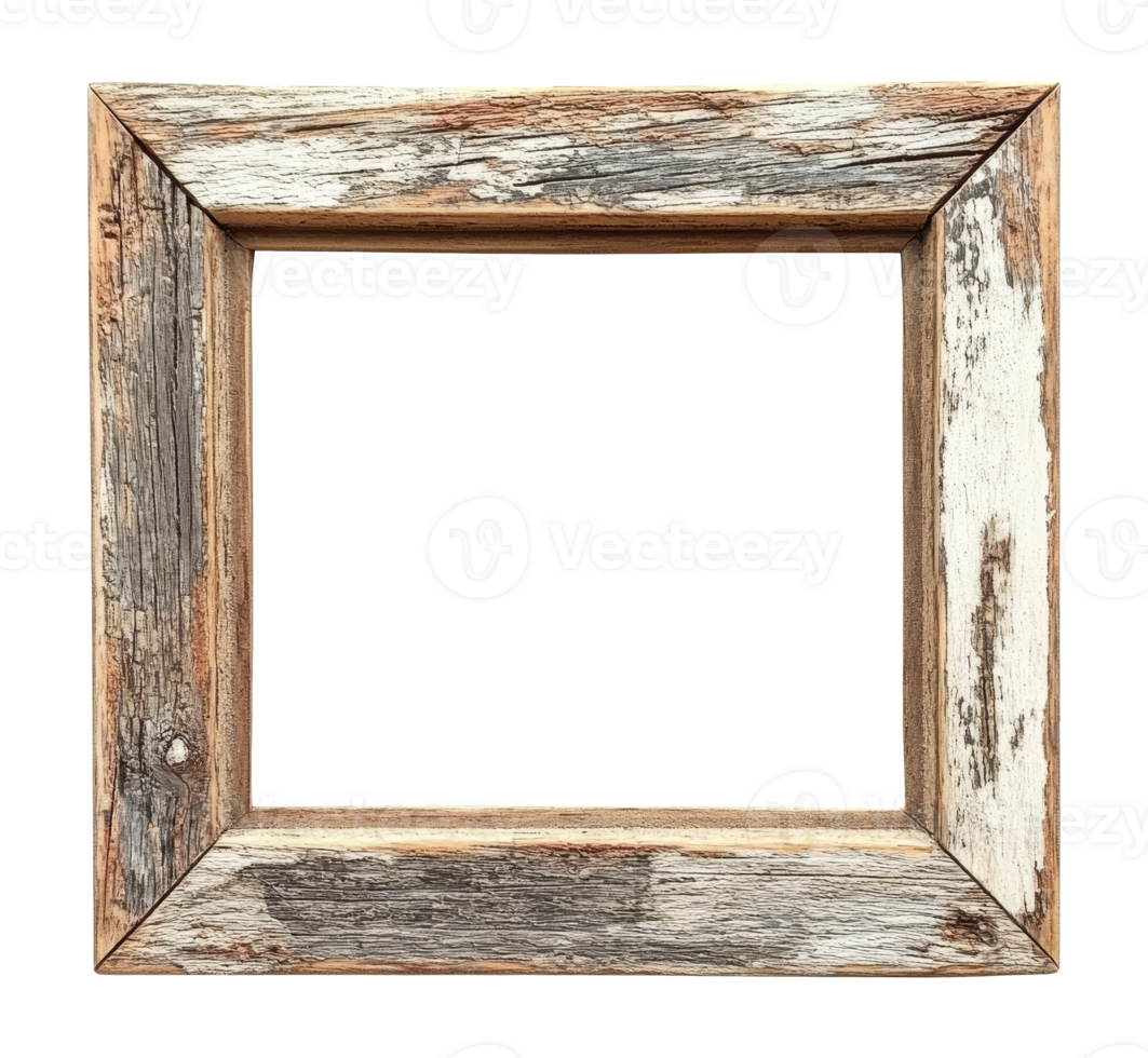 Rustic wooden frame suitable for art display isolated transparent png