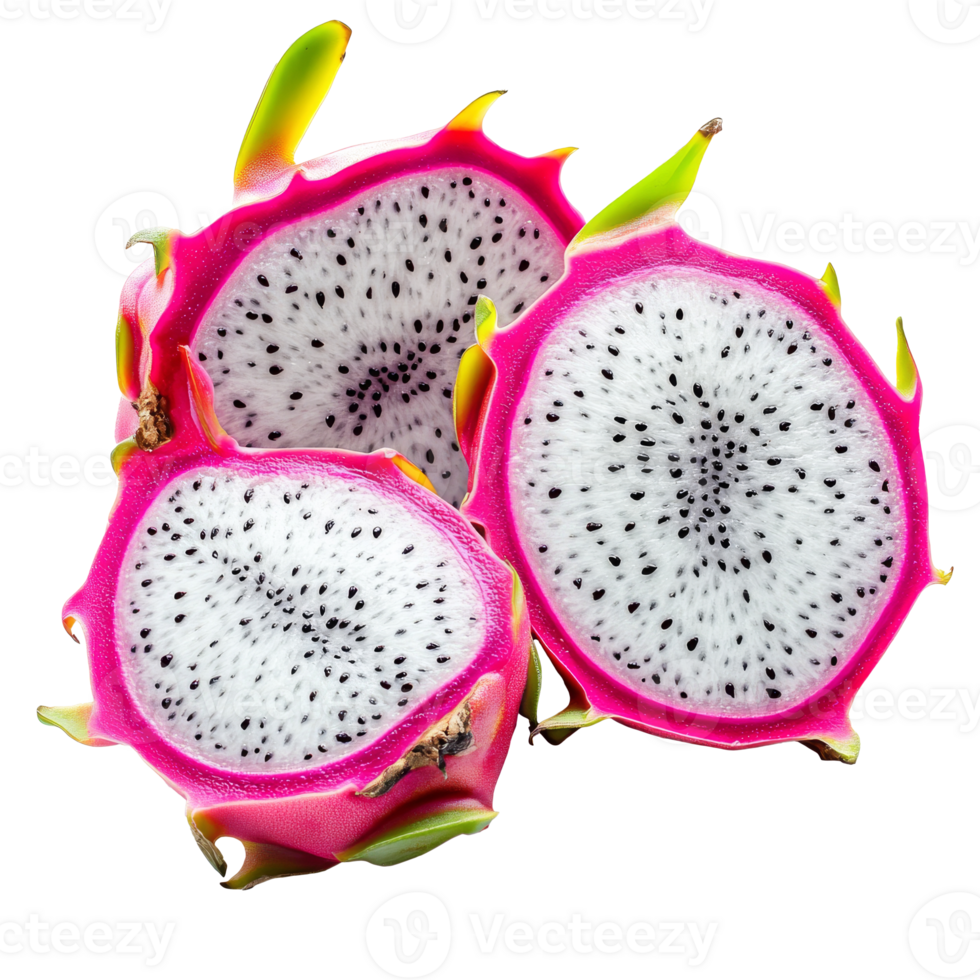 Dragon fruit halves on a white background isolated transparent png
