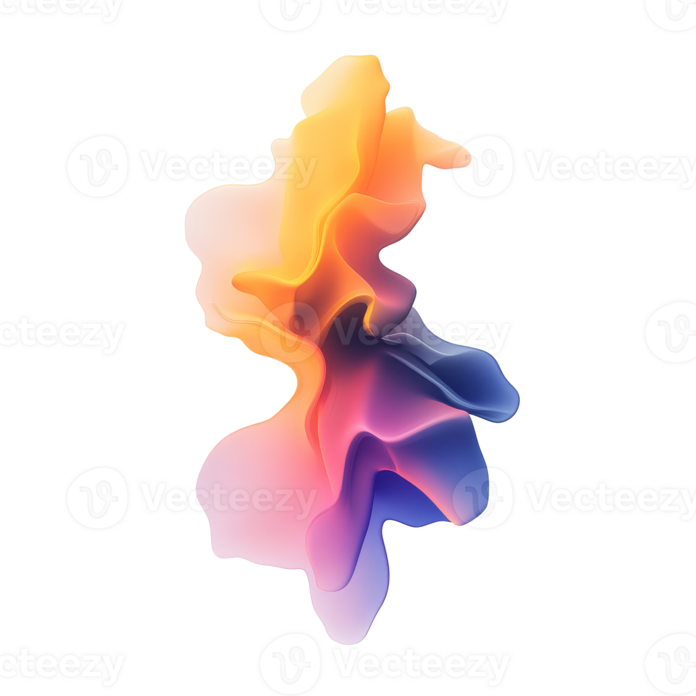 Abstract colorful waves creating fluid shapes isolated transparent png