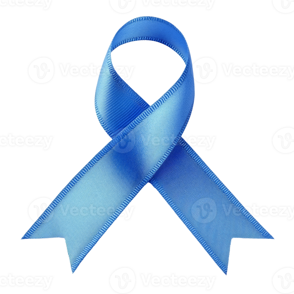 Blue ribbon for awareness and support isolated transparent png