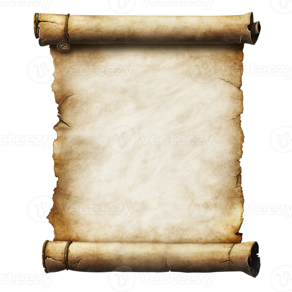 Ready parchment scroll for writing isolated transparent png