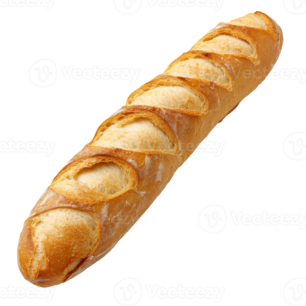Freshly baked baguette on a white background isolated transparent png