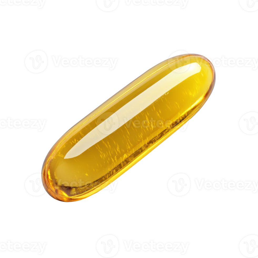 Yellow capsule on white surface isolated transparent png