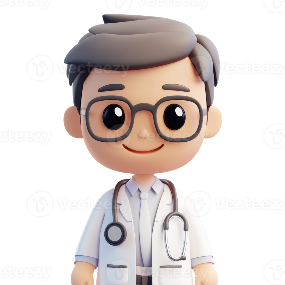 Glasses wearing cartoon doctor isolated transparent png
