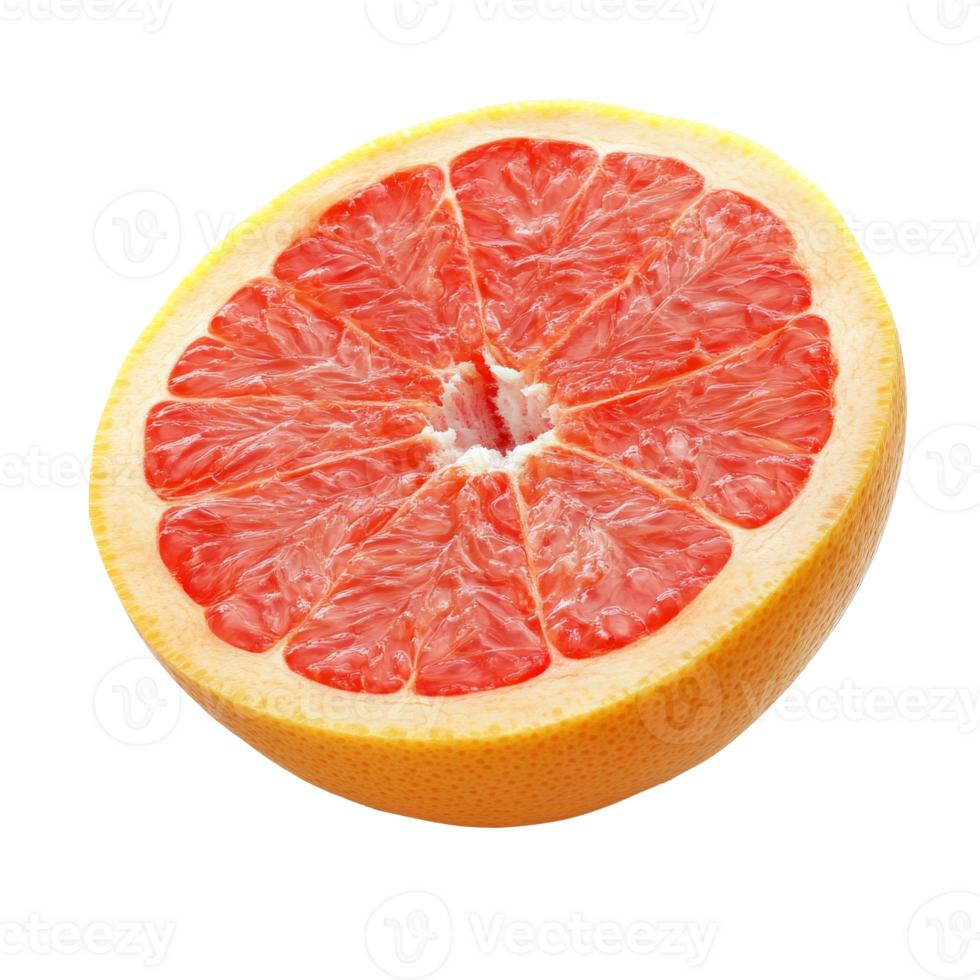 Freshly cut pink grapefruit on a white background isolated transparent png