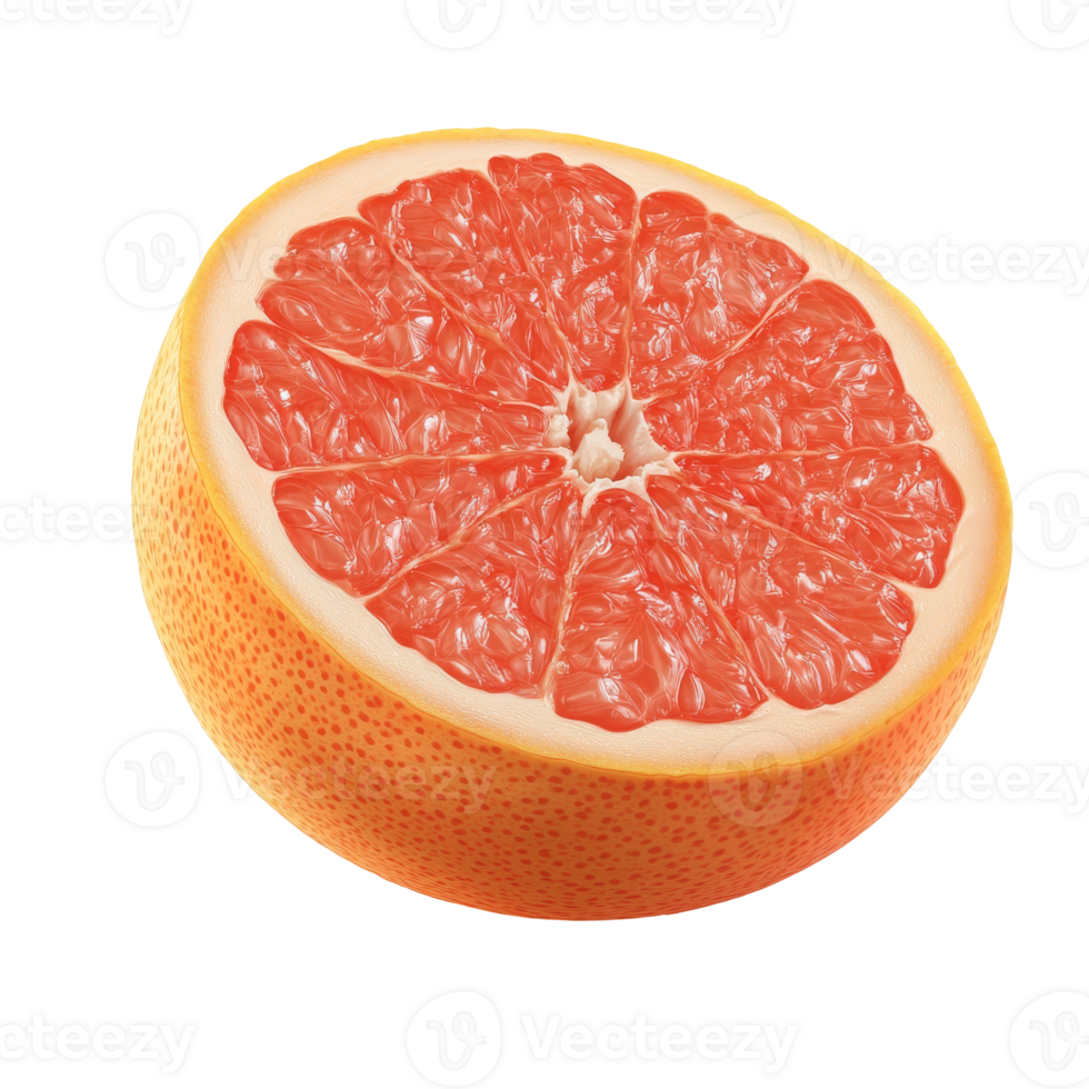 Freshly sliced grapefruit on a clean surface isolated transparent png
